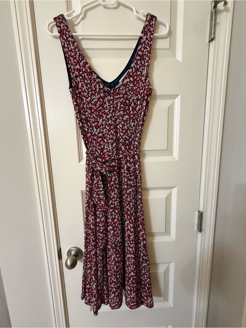 Michael Kors Floral Sleeveless Maxi Dress Size M Tie Waist Belt